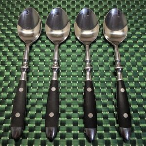 Hampton Silversmiths BISTRO BLACK Teaspoons Lot Set of 4 Stainless FADED HANDLES